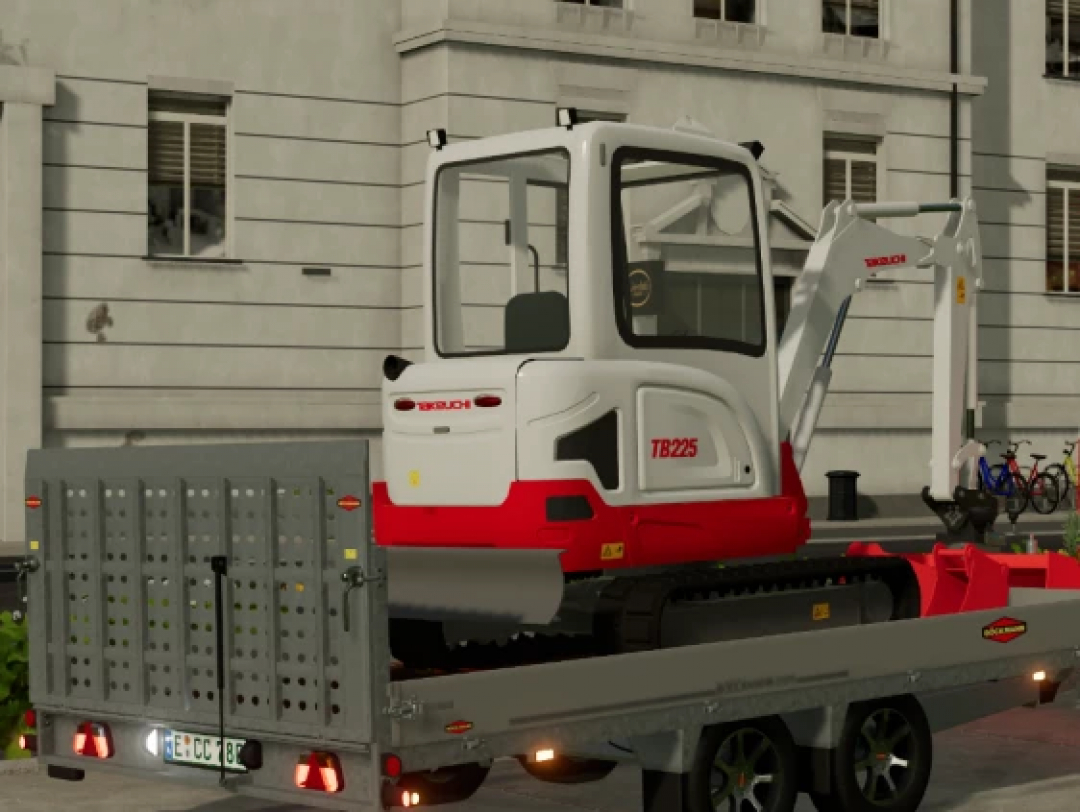 FS22 mod Takeuchi TB225 v1.0.0.0 on a trailer in Farming Simulator 22.