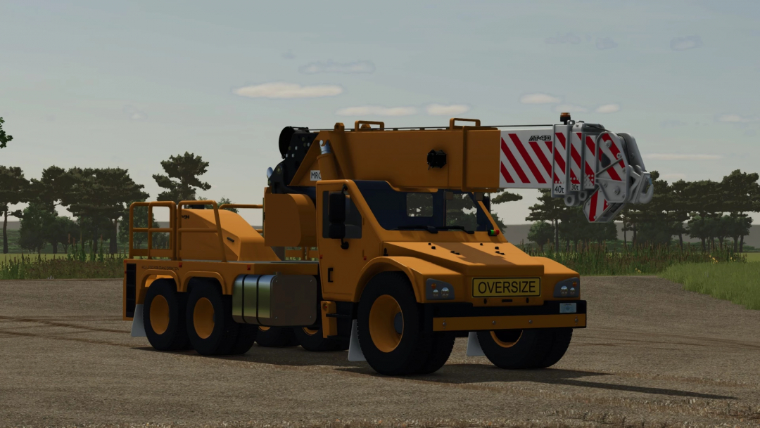 FS25 mod Terex Franna AT-40 v1.0.0.0 crane on a rural landscape.