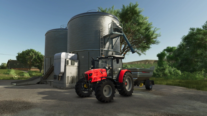 fs25-mods, FS25 mods: Grape Silo v1.0.0.0 in Farming Simulator 25 with a red tractor nearby.