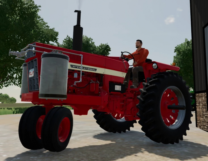 fs25-mods,  International Harvester 966 Propane tractor mod in FS25, driven on a sunny day.