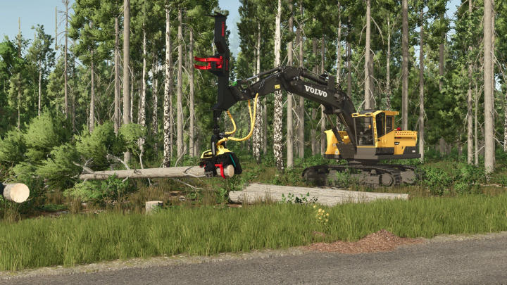 fs25-mods, Lizard Forestry ADH 18 mod in FS25 cutting trees in a forest.