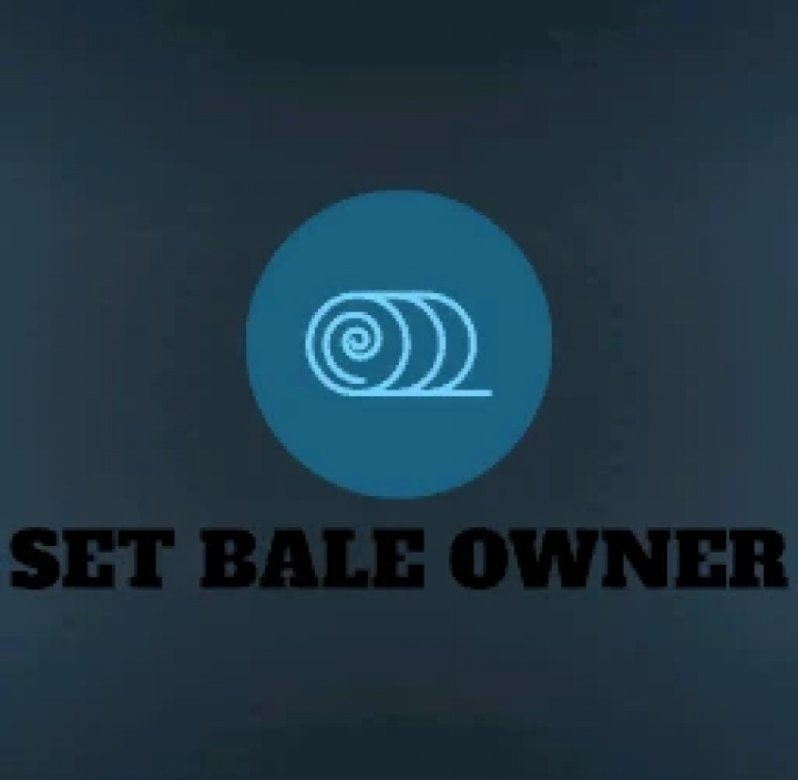 fs25-mods,  FS25 mod Set Bale Owner v1.0.0.0 logo with blue bale icon on dark background.