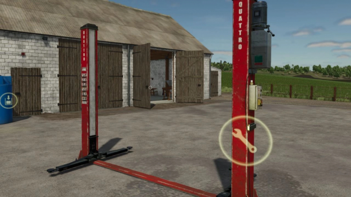 fs25-mods, FS25 mod: Vehicle repair station with lift in Farming Simulator 25.