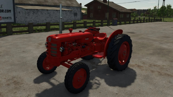 fs25-mods,  Red Volvo T425 tractor mod in Farming Simulator 25 game setting.