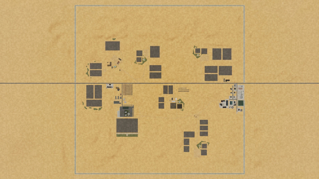 FS22 mod Desert Oasis v1.0.0.0 map showing desert layout with various plots and buildings.