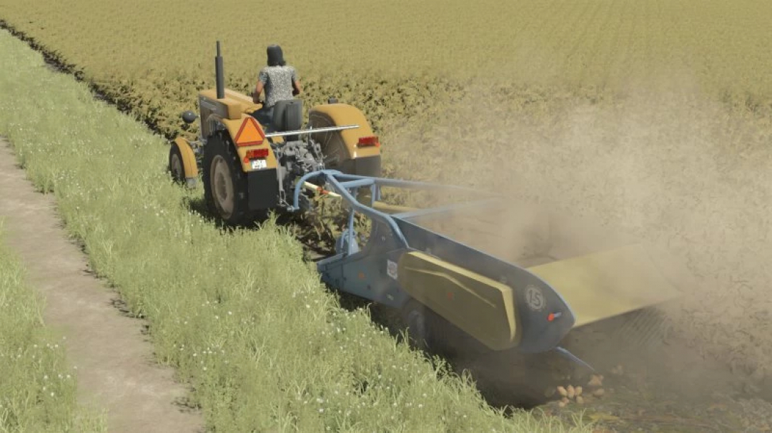 FS25 mod Agromet-Pionier Z-609 harvesting in Farming Simulator 25.