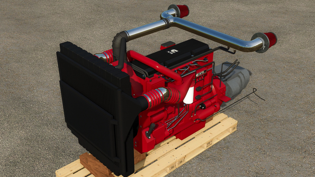 FS25 Cummins X15 Crate Engine mod showcasing detailed design for Farming Simulator 25.