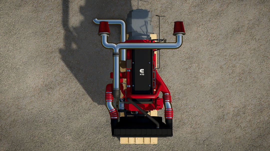 Top view of FS25 Cummins X15 Crate Engine mod for Farming Simulator 25.