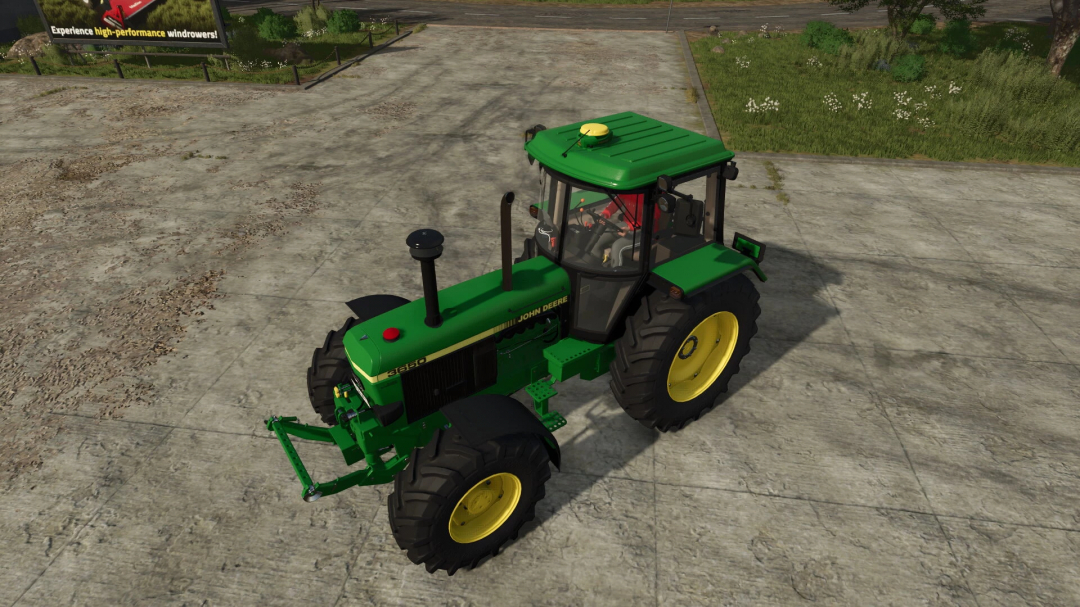 FS25 mod John Deere 3650 tractor on concrete surface, showcasing Farming Simulator 25 mods.