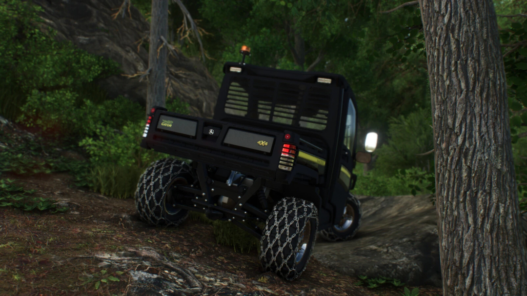 FS25 mod John Deere XUV865M Forestry driving off-road in forest