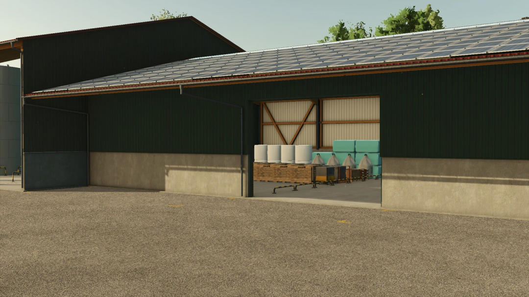 Warehouse with multi-fruit storage in FS25 mod, Farming Simulator 25.