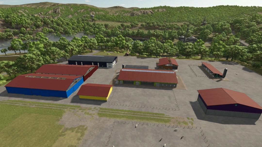 FS25 mods, colorful farm buildings in Rudolf Hörmann Pack for Farming Simulator 25.