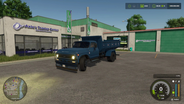 fs25-mods,  Chevrolet D60 truck parked at Axle's Tractor Center in FS25 mod scene.