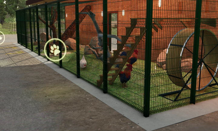 fs25-mods, Deluxe Chicken Coop mod in FS25 with fenced area and amenities for chickens.