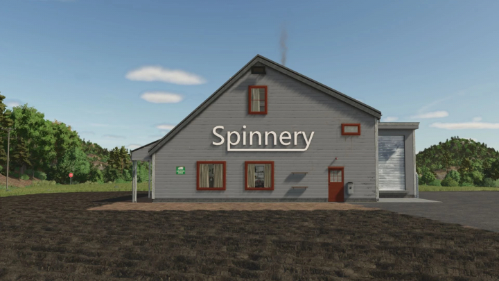 fs25-mods,  FS25 mod Fabric production building in Farming Simulator 25, labeled Spinney.