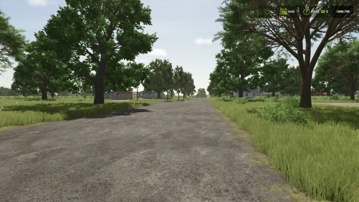 fs25-mods,  Countryside road with trees and grass in FS25 mod The Back 40 Acres 4x v1.0.0.0.