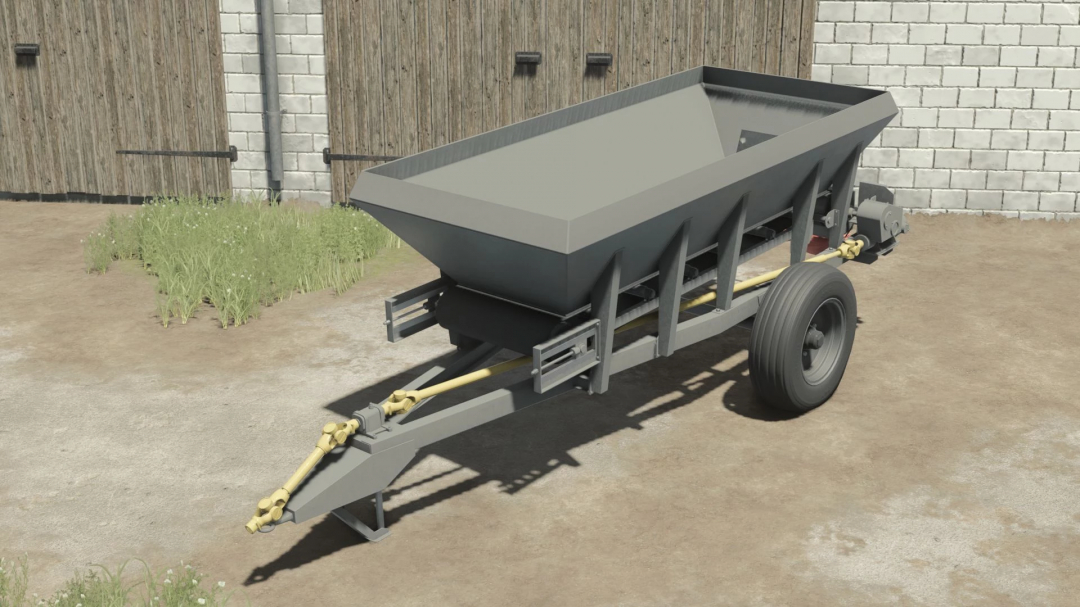 Agromet RCW 3 v1.0.0.0 FS25 mod, a realistic fertilizer spreader, shown in a farm setting in Farming Simulator 25.