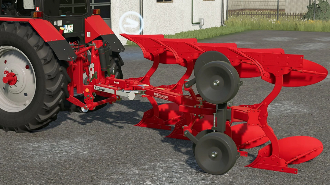 Alpler 3+1 plow mod for FS22 attached to tractor