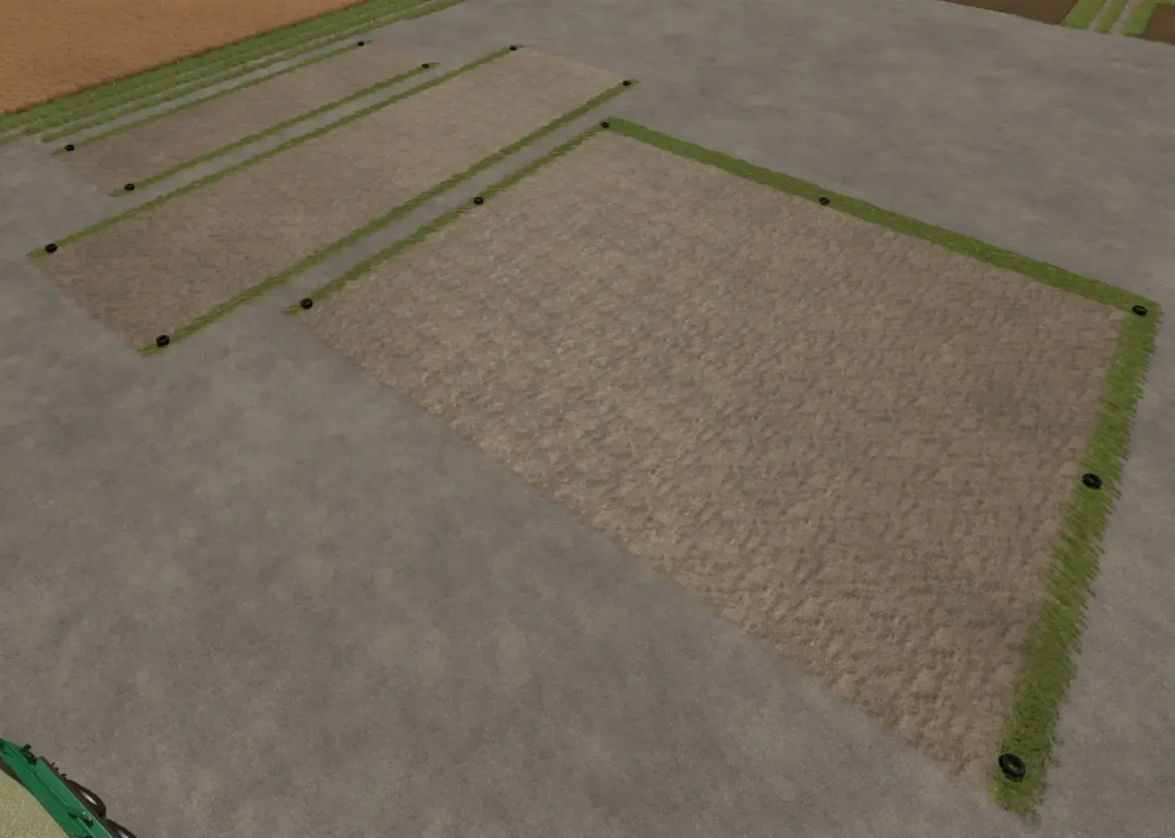 FS25 Fieldsilo v1.0.0.0 mod showing a detailed field layout in Farming Simulator 25.