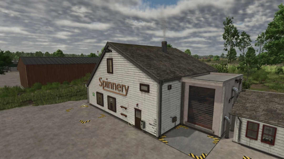 FS25 mod image showing a spinney building for Filature accelerated production v1.0.0.0.