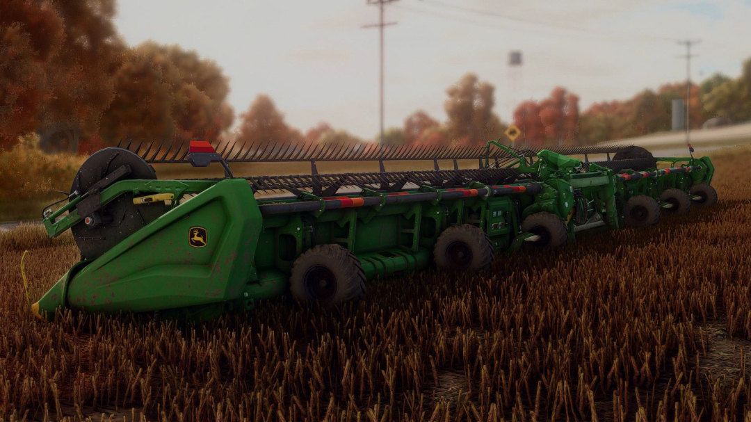 John Deere 45/62ft articulated pack mod in FS25 on a field