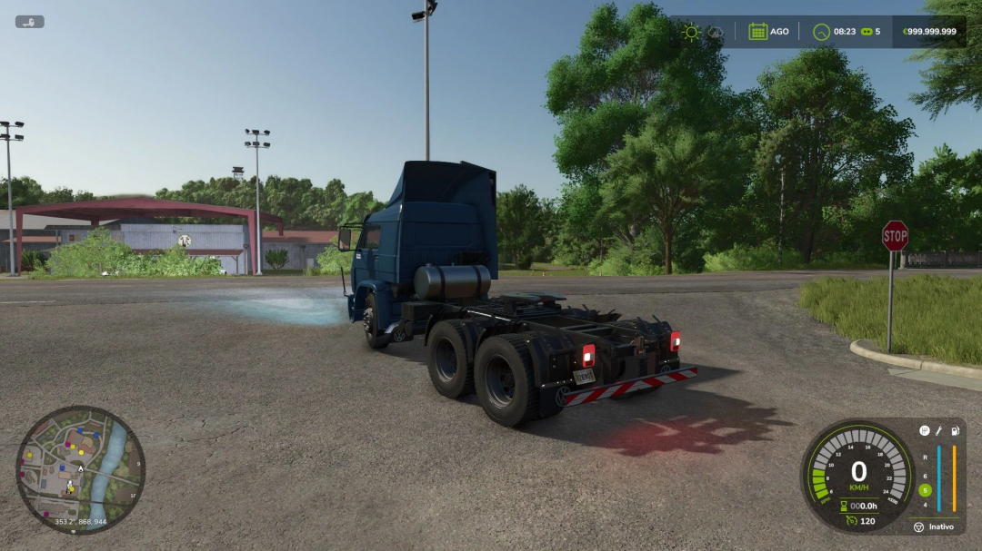 Volkswagen Titan 310/300 mod in FS25 showing a truck on a farm road with game HUD displayed.