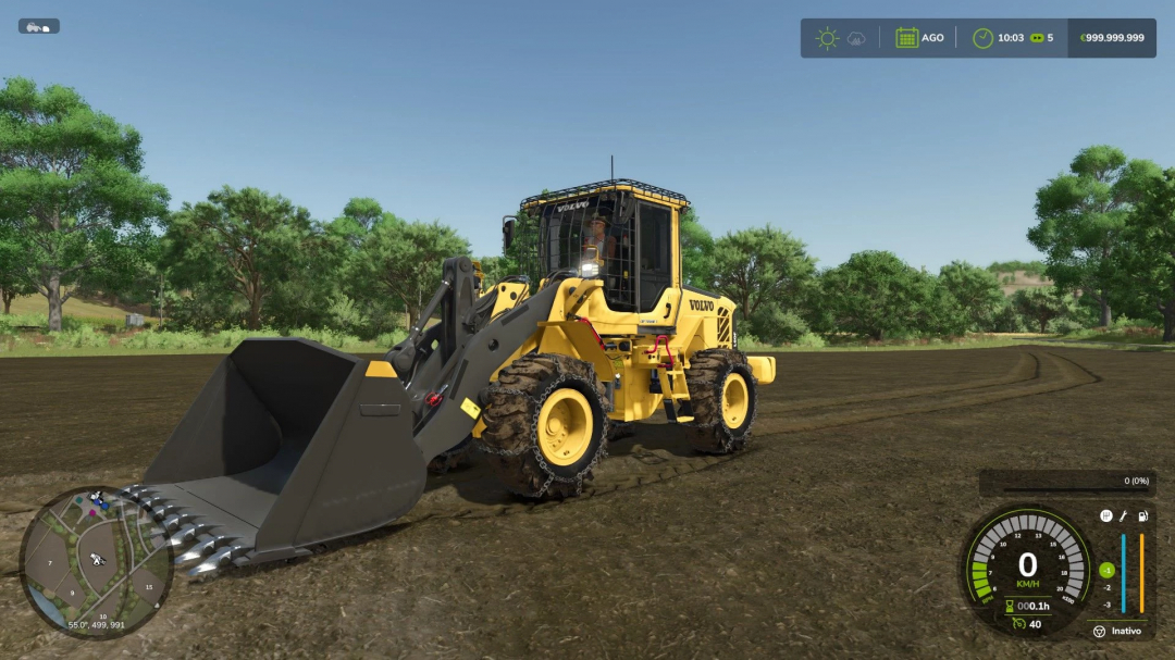 Volvo L60Fbr loader mod in FS25 on a field, showcasing Farming Simulator 25 mods.