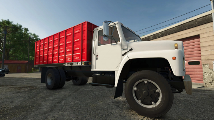 fs25-mods,  FS25 mod International S1800 Grain Bed truck with red cargo area in Farming Simulator 25.