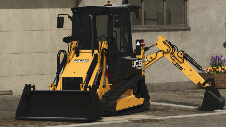 fs25-mods,  JCB 1CXT mod for Farming Simulator 25, featuring a compact backhoe loader parked on pavement.