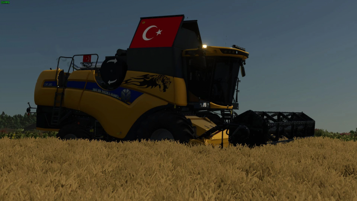 fs25-mods,  New Holland CX 5.80 harvester mod in FS25 with a Turkish flag detail.