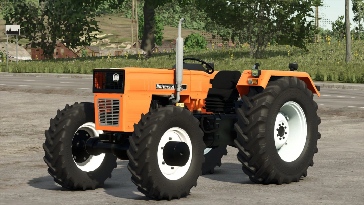 fs25-mods, Orange UTB U640 DTC tractor mod in Farming Simulator 25, parked on a rural road.