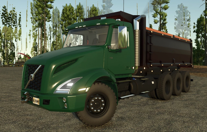 fs25-mods, Volvo VNX 300 Haul Truck mod for Farming Simulator 25, in a forest setting. FS25 mods showcase.