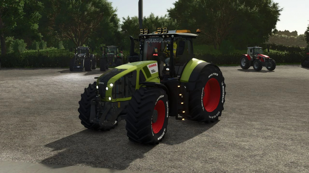 Claas Axion 900 tractor in FS25 mod, parked on a farm