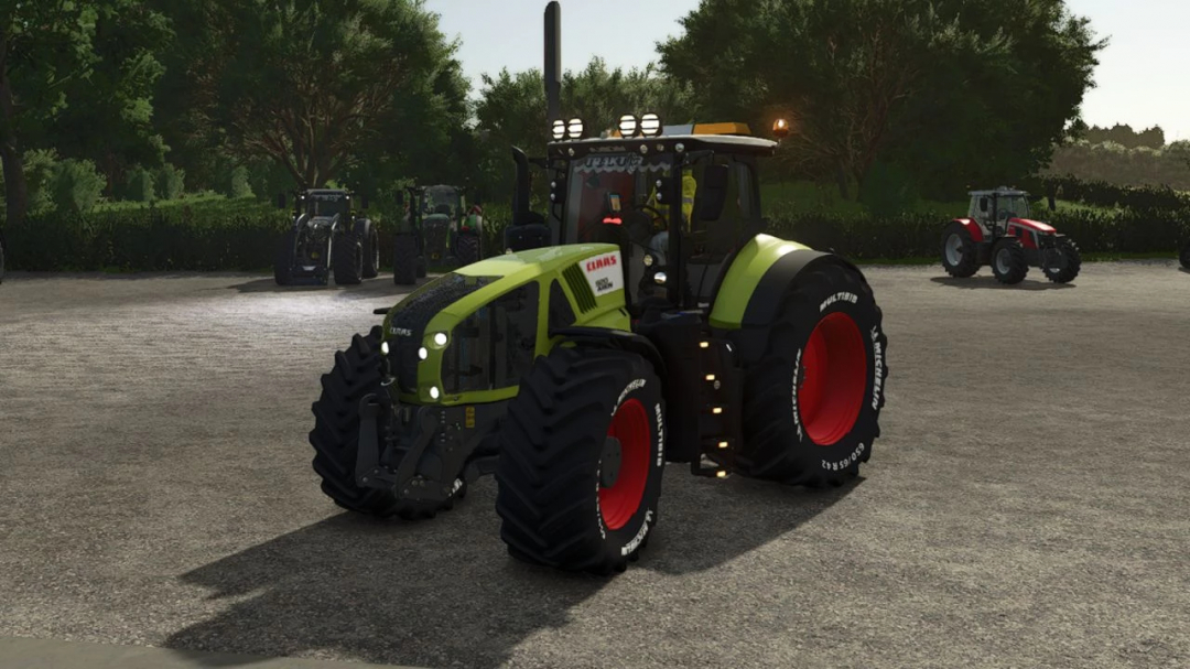 Claas Axion 900 tractor mod in FS25, showcasing detailed design in a farm setting.