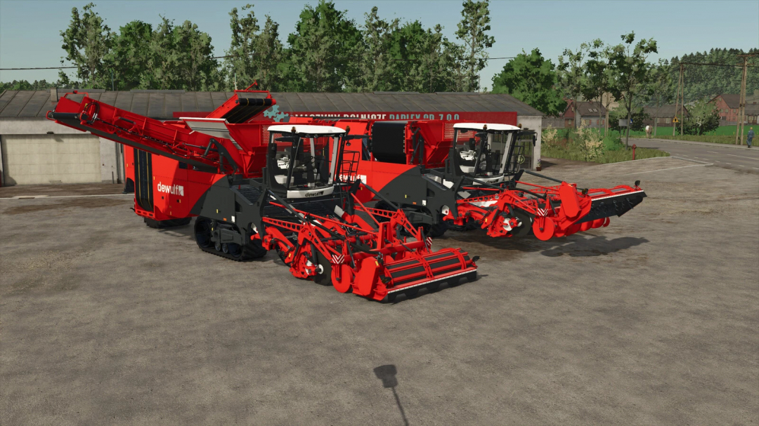 FS25 mod Dewulf Kwatro v1.0.0.1, red agricultural machine in Farming Simulator 25.