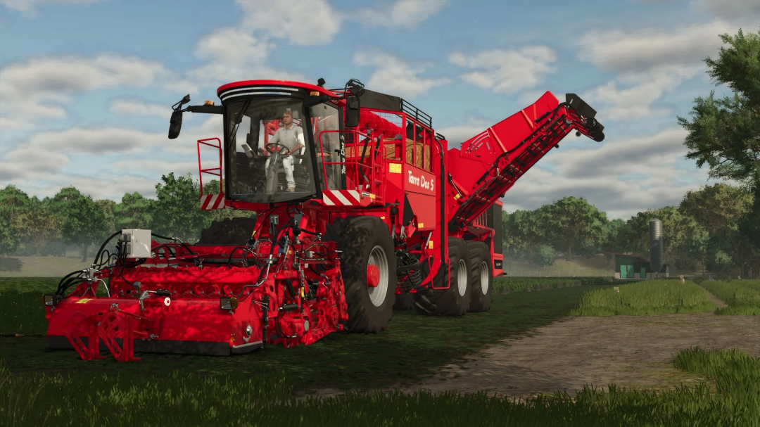 Red Holmer Terra Dos Edit v1.0.0.0 mod for FS25 in a field setting.