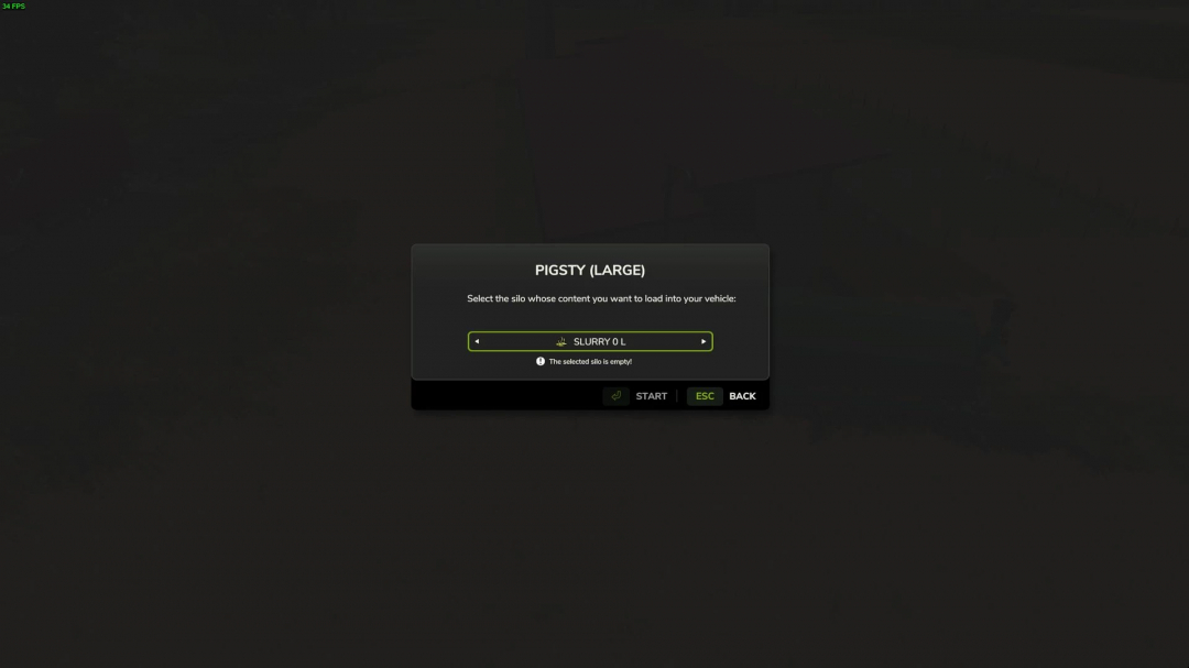 FS25 mod interface displaying pigsty silo selection for liquid manure loading.