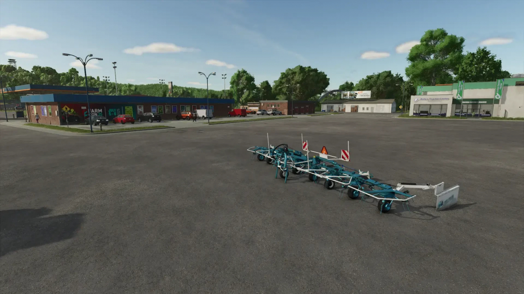 FS25 mod Samasz P9890 Dolphin Edition on display in Farming Simulator 25 parking lot.