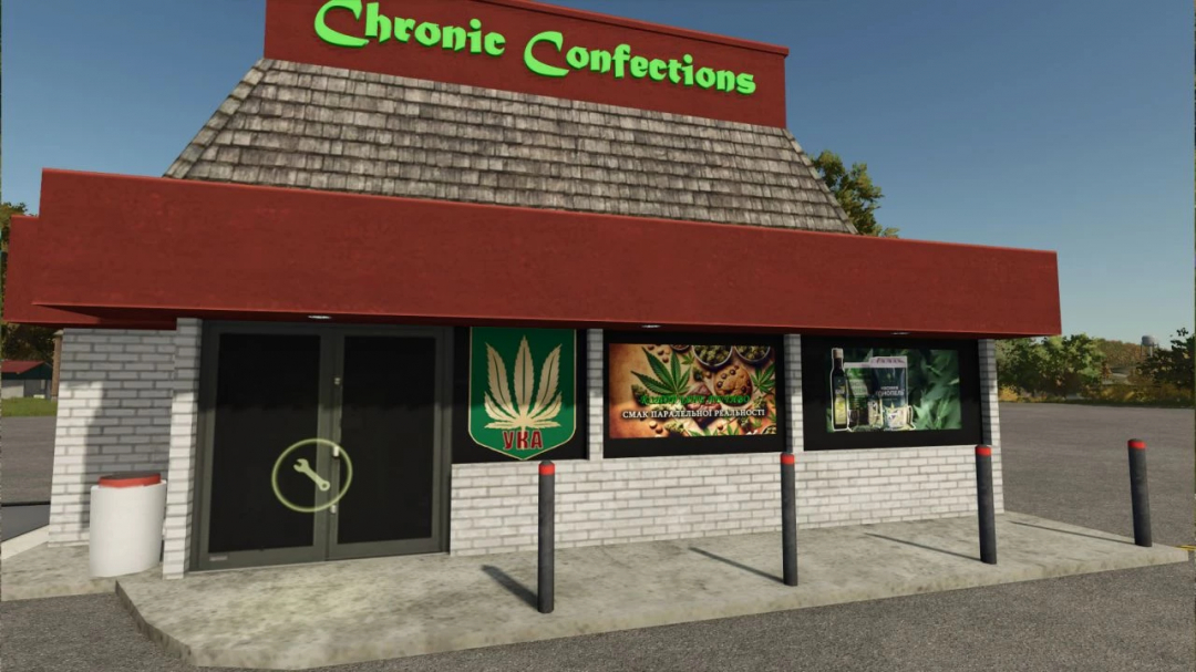 FS25 mod Chronic Confections building for hemp production in Farming Simulator 25.