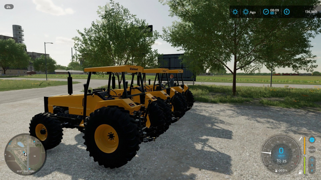 Valmet 1180 tractors parked in Farming Simulator 25 mod, showcasing FS25 mods under a clear sky.