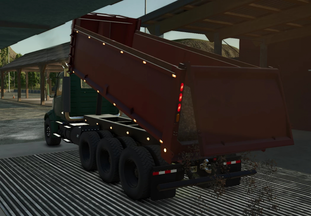 Volvo VNX 300 Haul Truck in FS25 mod unloading cargo in the game.