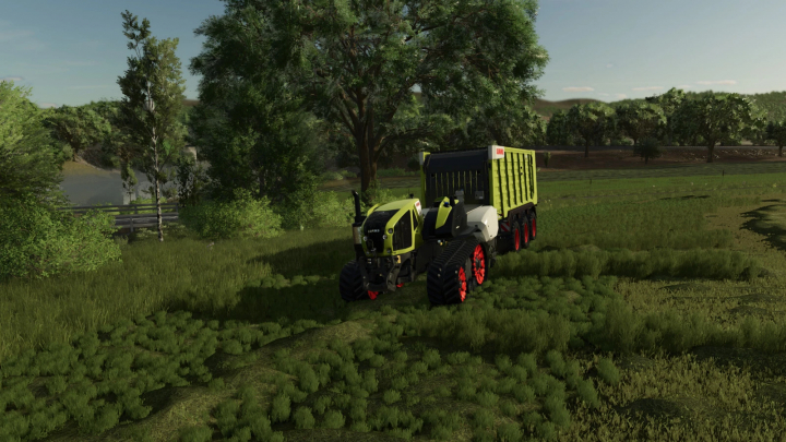 fs25-mods, Claas AXION 930PTT tractor mod in Farming Simulator 25 driving through a lush green field.