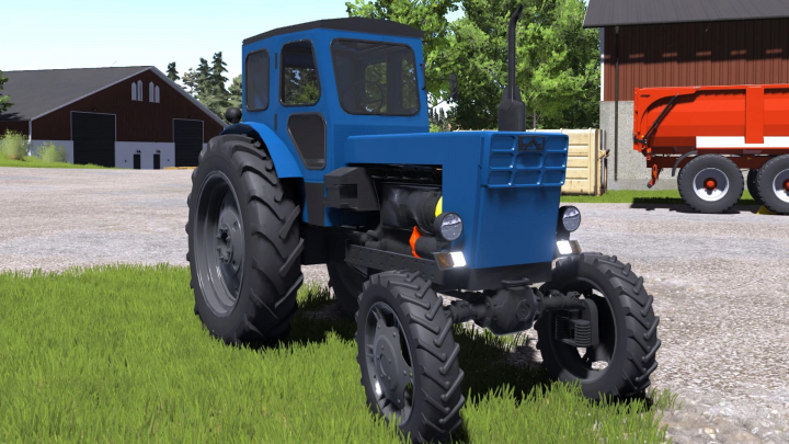 fs25-mods,  FS25 mod: LTZ T-40 Beta v1.0.0.0. Blue tractor on a farm, showcasing detailed design for Farming Simulator 25.