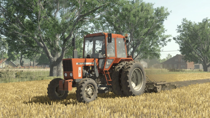 fs25-mods,  FS25 mod MTZ-82 NAREW v1.0.1.0 tractor in a field, surrounded by trees.