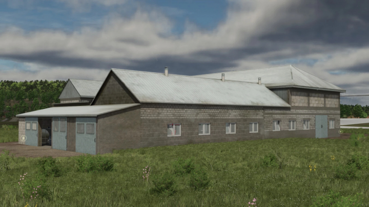 fs25-mods,  Large cowshed mod for FS25 in a green field, Pack Of Large Cowsheds v1.0.0.0.