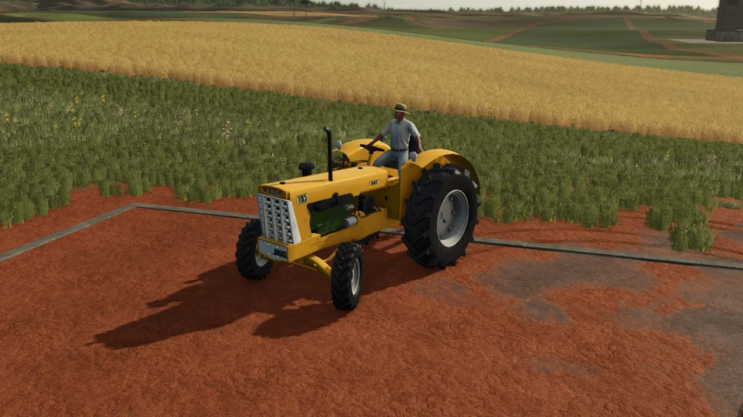 CBT 1105 BR tractor mod in Farming Simulator 25, showcasing a yellow vintage design on a field.