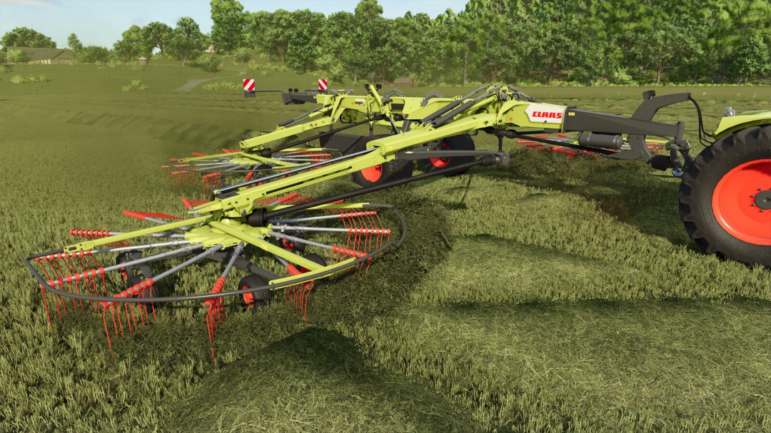 CLAAS Liner 4900 mod in Farming Simulator 25 showing agricultural machinery for grass collection.