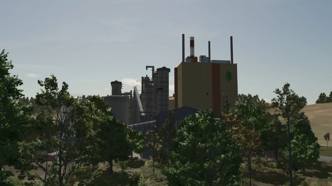 FS25 mods Cellulose Factory v1.0.0.0 in a forest setting from Farming Simulator 25.