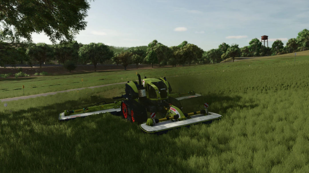 Claas AXION 930 PTT mod for FS25 in a lush field, showcasing advanced farming in Farming Simulator 25.