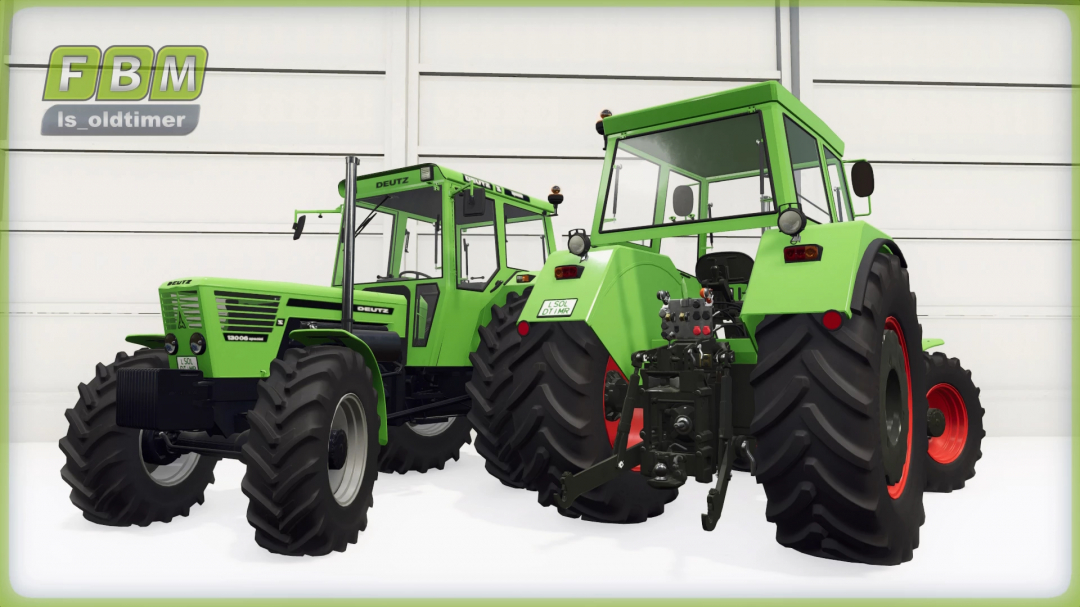 Deutz D13006 Beta v1.0.0.0 tractors in FS25 mod showcasing retro green design for Farming Simulator 25.